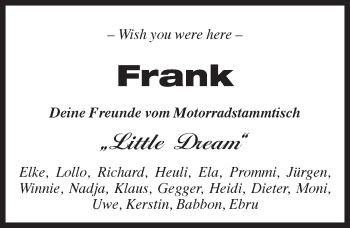 Traueranzeige von Frank  von Pegnitz-Zeitung